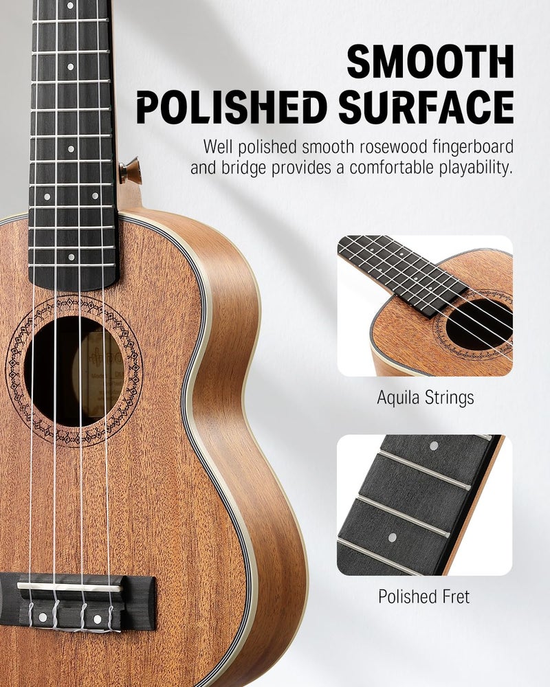 Donner Concert Ukulele Beginner Kit 23 inch Ukelele Mahogany Wood with Free Online Lesson Gig Bag Strap Nylon String Tuner Picks Ukalalee Yukalalee Bundle Pack DUC-200 - Image 2